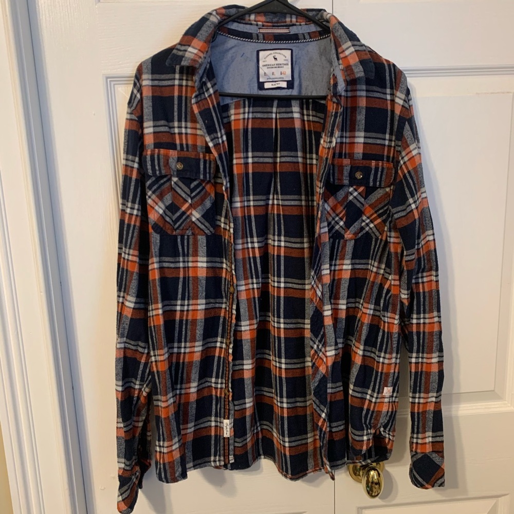 ★ comfy navy/orange flannel ★